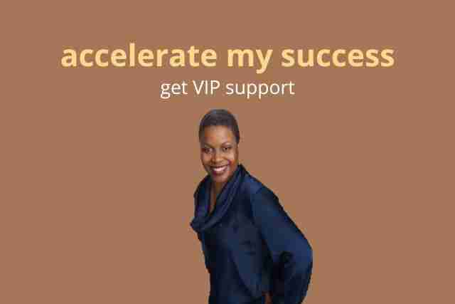 Founder Michelle under the text, accelerate my success, get VIP support