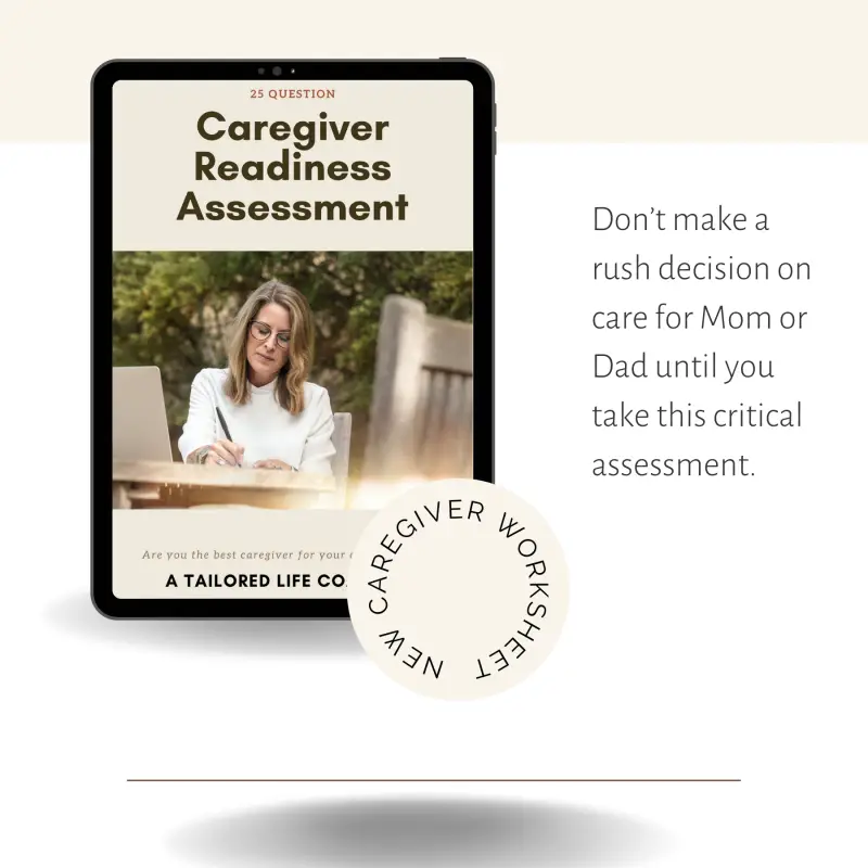 a tablet showing the cover page of the caregiver readiness assessment